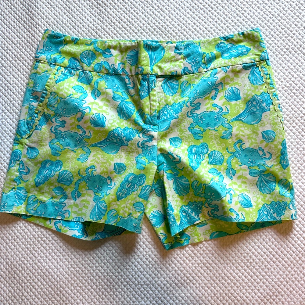 Lilly Pulitzer Cotton Seashell/Crab Motif-Turquoise & Green. Women’s 6